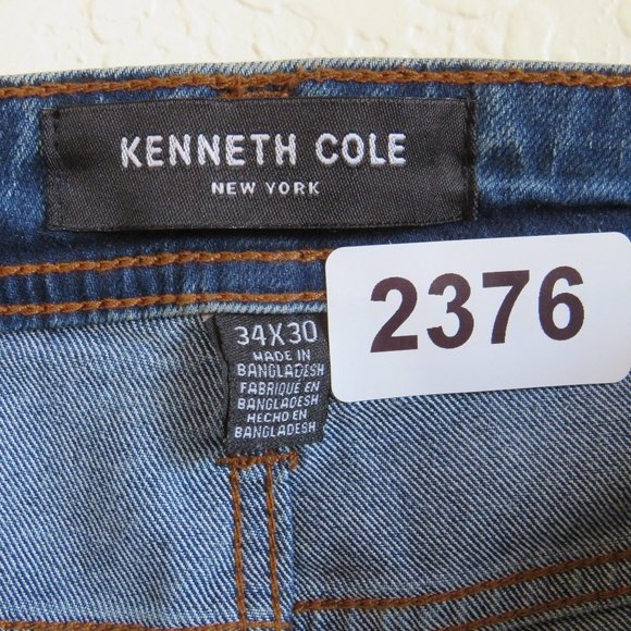 Kenneth Cole* Men's 1.5" Belt‎ Loop Denim Wash Dark Blue Jeans~ Size W34 x L30 - Picture 4 of 13